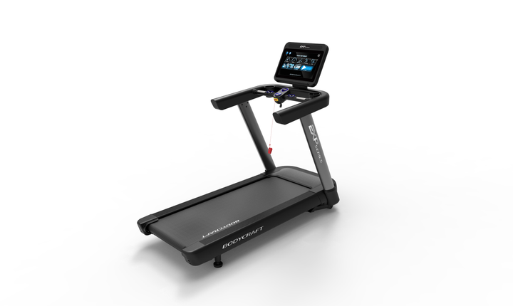 Bodycraft T900 treadmill, three-quarter view