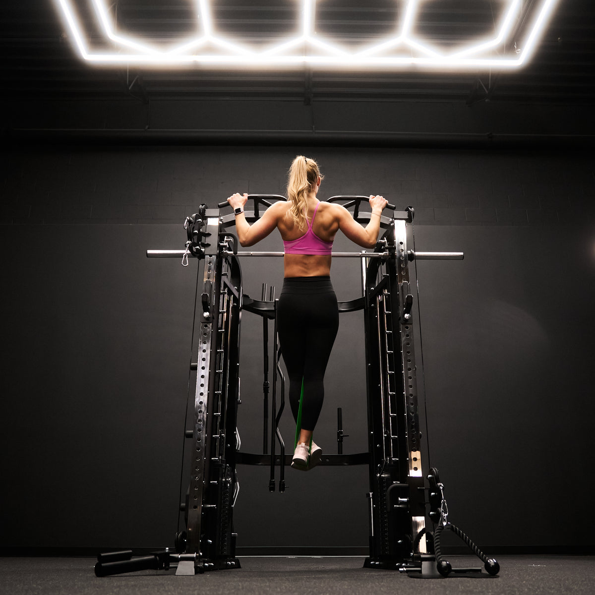 Full view of athlete training on the VO3 SFT5 Smith machine