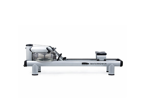 WaterRower M1 Metallic commercial rower in silver